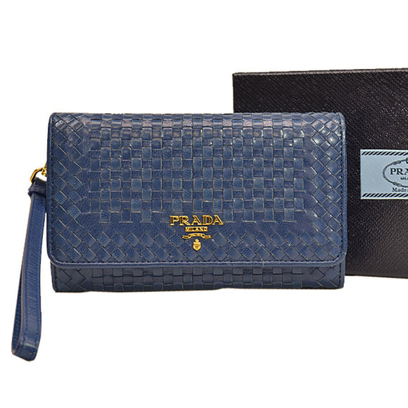 Prada blue leather bill Wallet - Picture 1 of 3